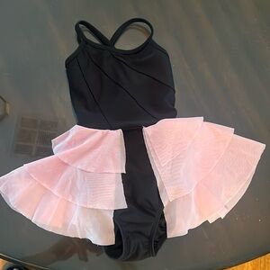 Five Dancewear Girls leotard in black with pink accents. Size 6-8